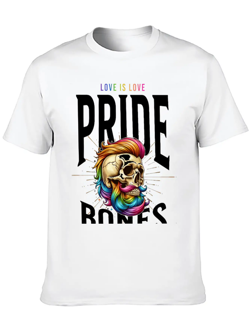 LGBTQ+ Pride Love Is Love Bones Collective Unisex Short Sleeve Soft Cotton T-Shirt – Casual Everyday Wear
