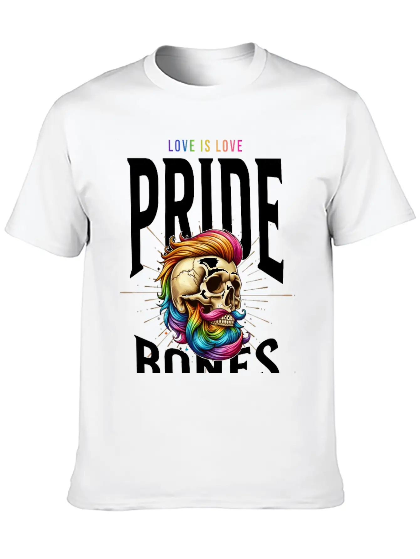 LGBTQ+ Pride Love Is Love Bones Collective Unisex Short Sleeve Soft Cotton T-Shirt – Casual Everyday Wear