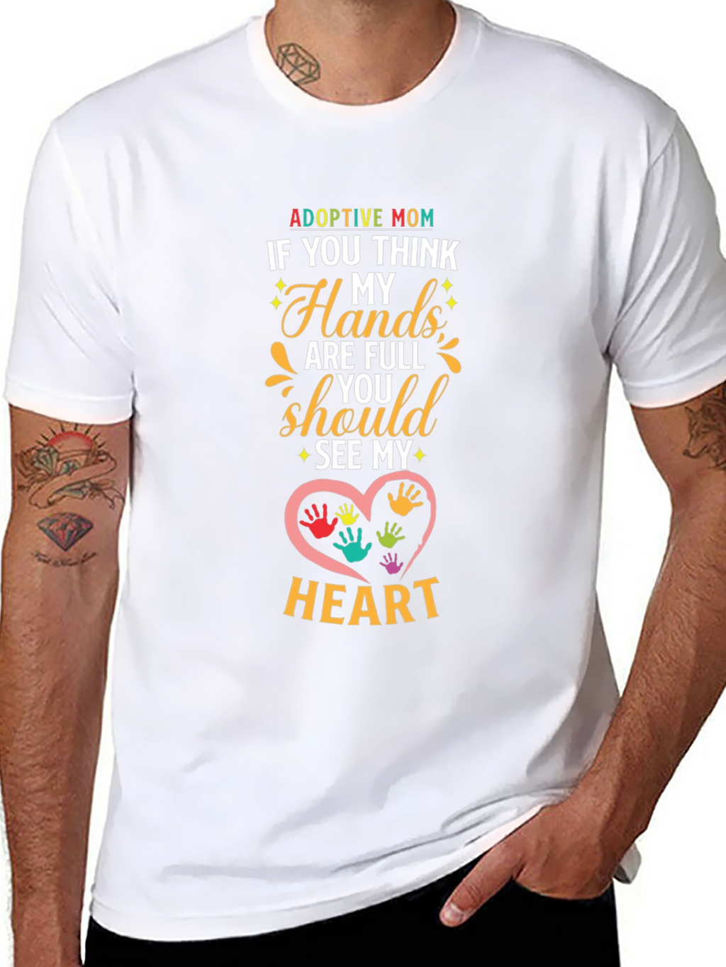 Adoptive Mom Heart Hands Graphic T-Shirt