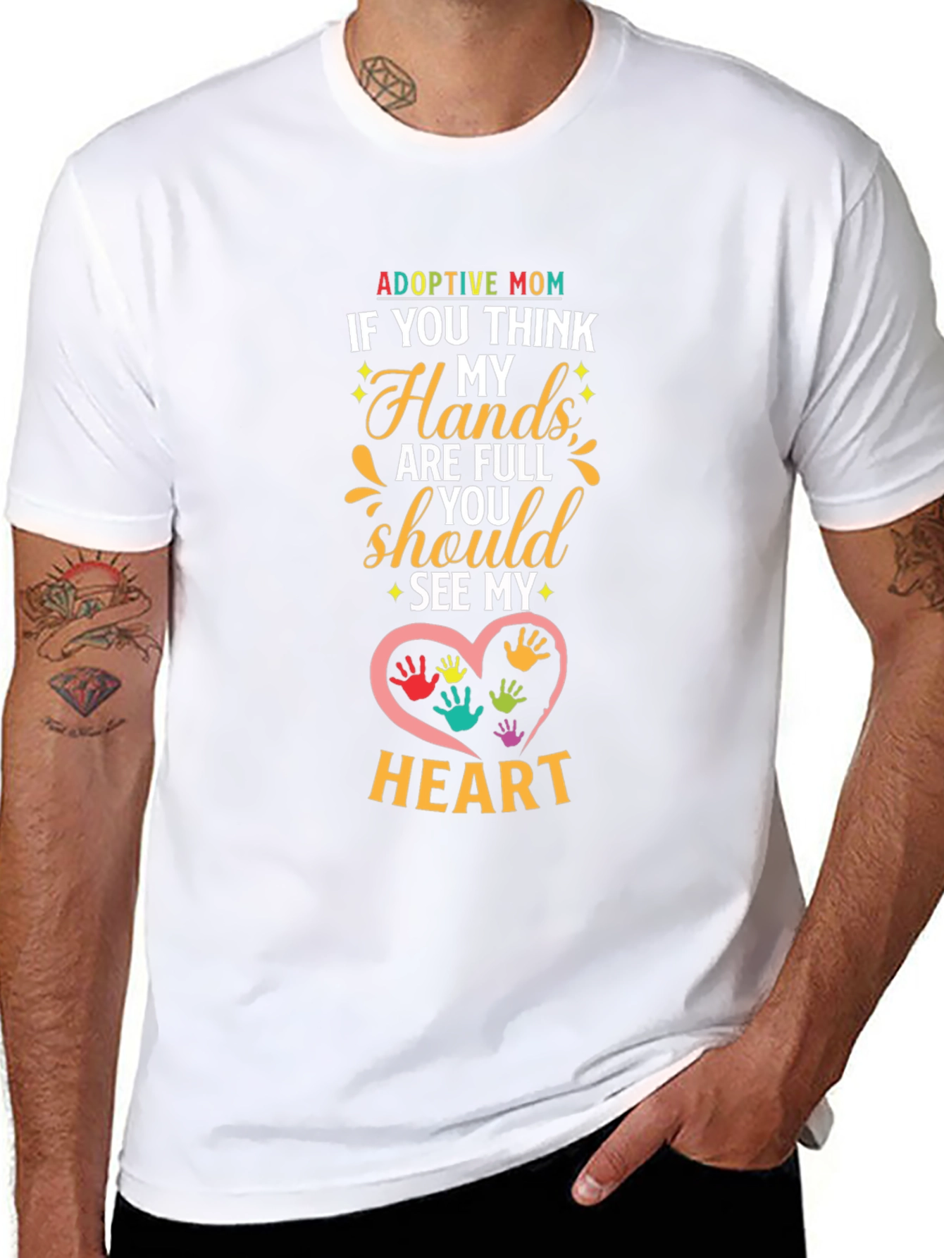 Adoptive Mom Heart Hands Graphic T-Shirt