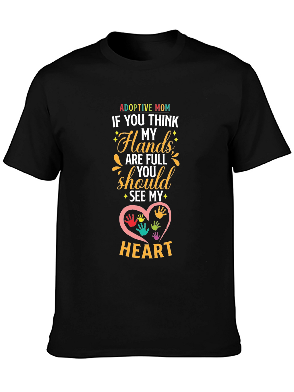 Adoptive Mom Heart Hands Graphic T-Shirt