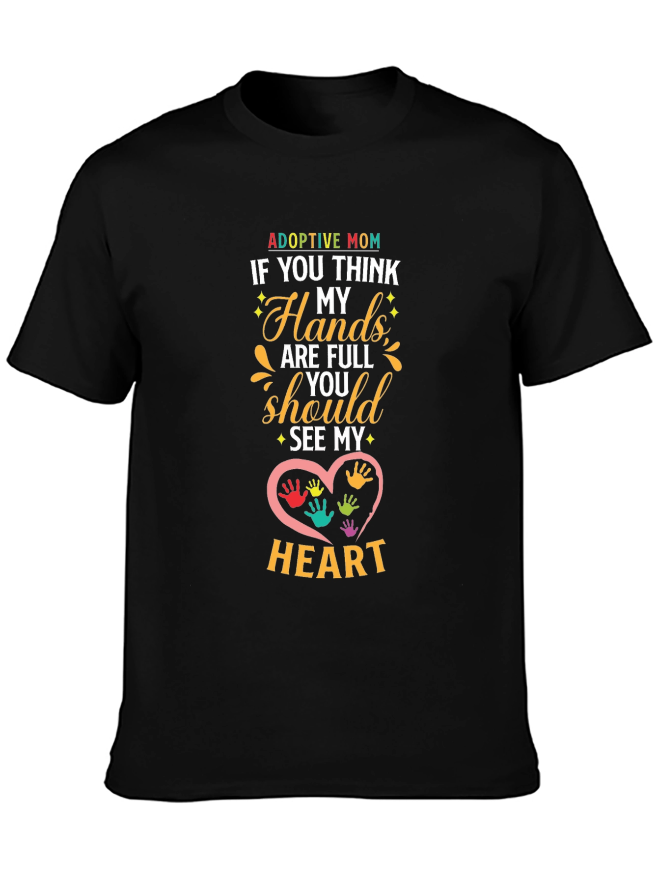 Adoptive Mom Heart Hands Graphic T-Shirt