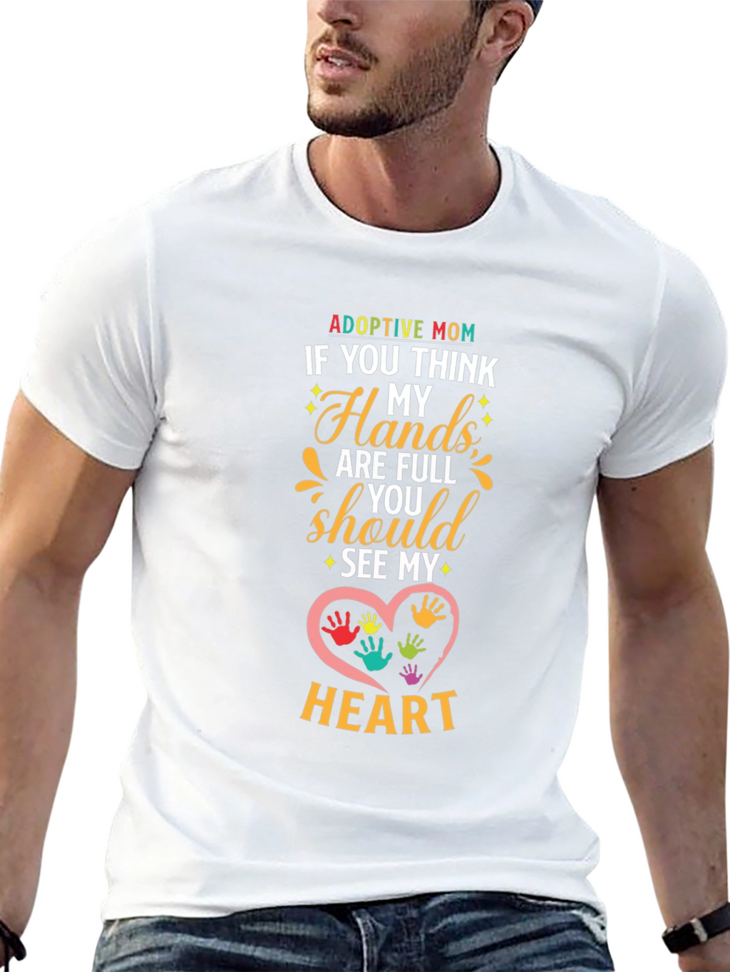 Adoptive Mom Heart Hands Graphic T-Shirt