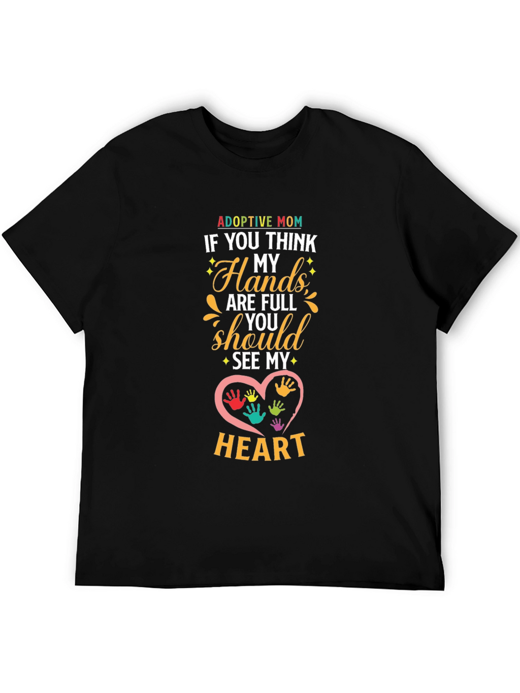 Adoptive Mom Heart Hands Graphic T-Shirt