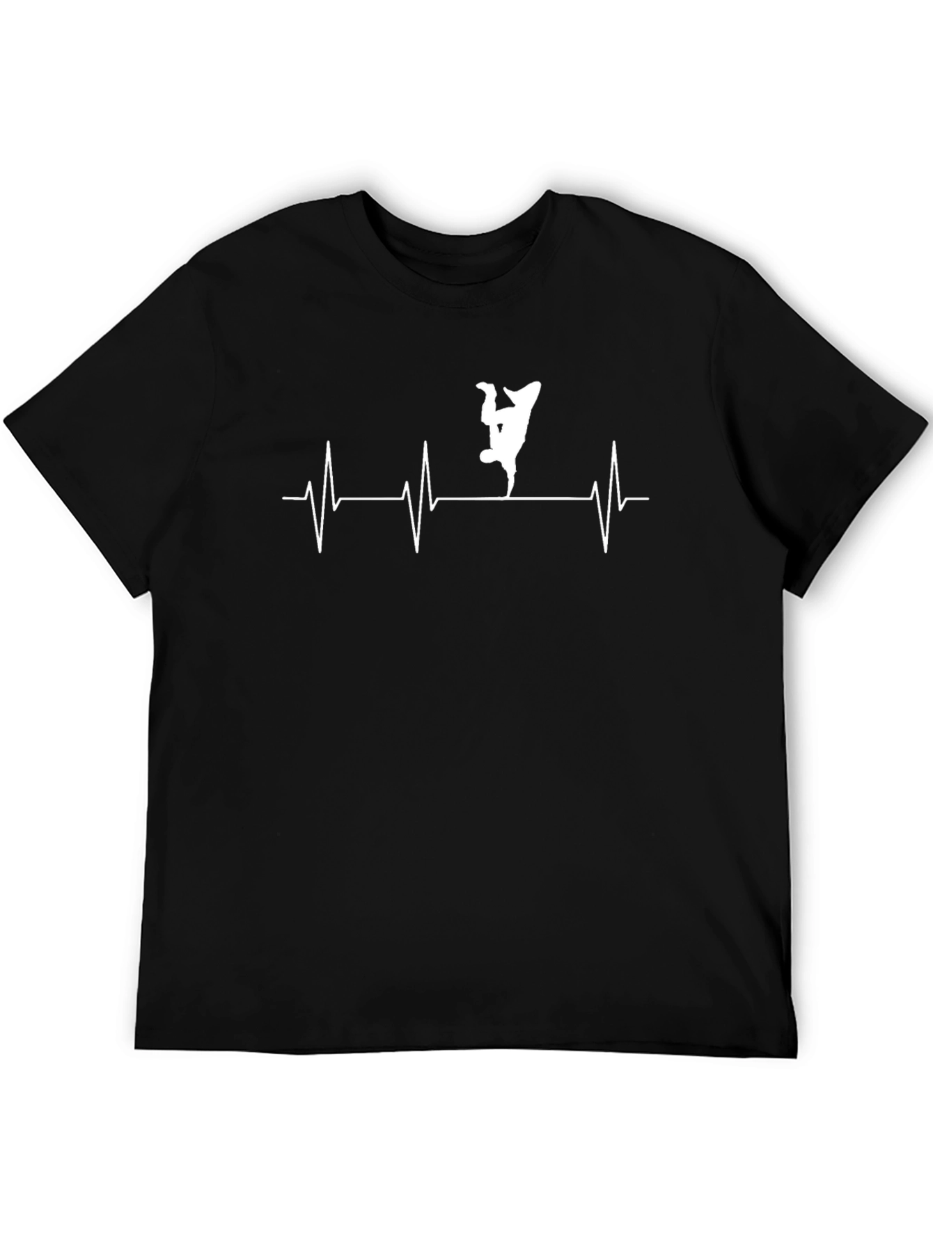 Breakdance Heartbeat Tee - Black Cotton Graphic T-Shirt