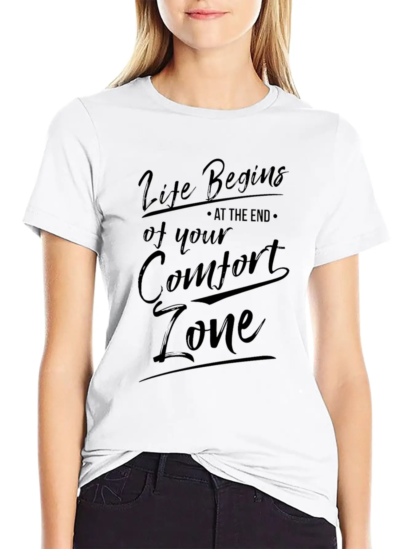 Life Begins At The End Of Your Comfort Zone Gift Classic Fit Graphic Tee For Daily Comfort – Unisex Cotton Shirt