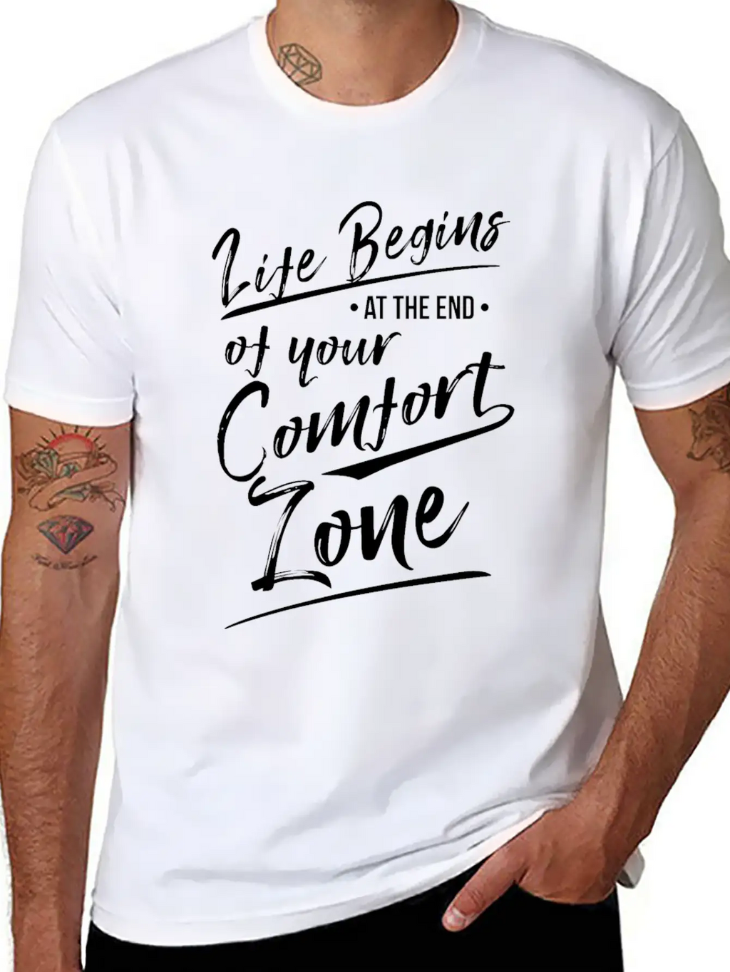Life Begins At The End Of Your Comfort Zone Gift Classic Fit Graphic Tee For Daily Comfort – Unisex Cotton Shirt