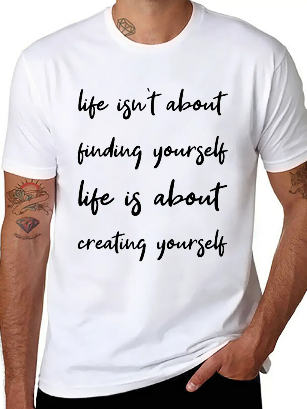 Life Is About Creating Yourself Wisdom Giftidea Classic Fit Graphic Tee For Daily Comfort – Unisex Cotton Shirt