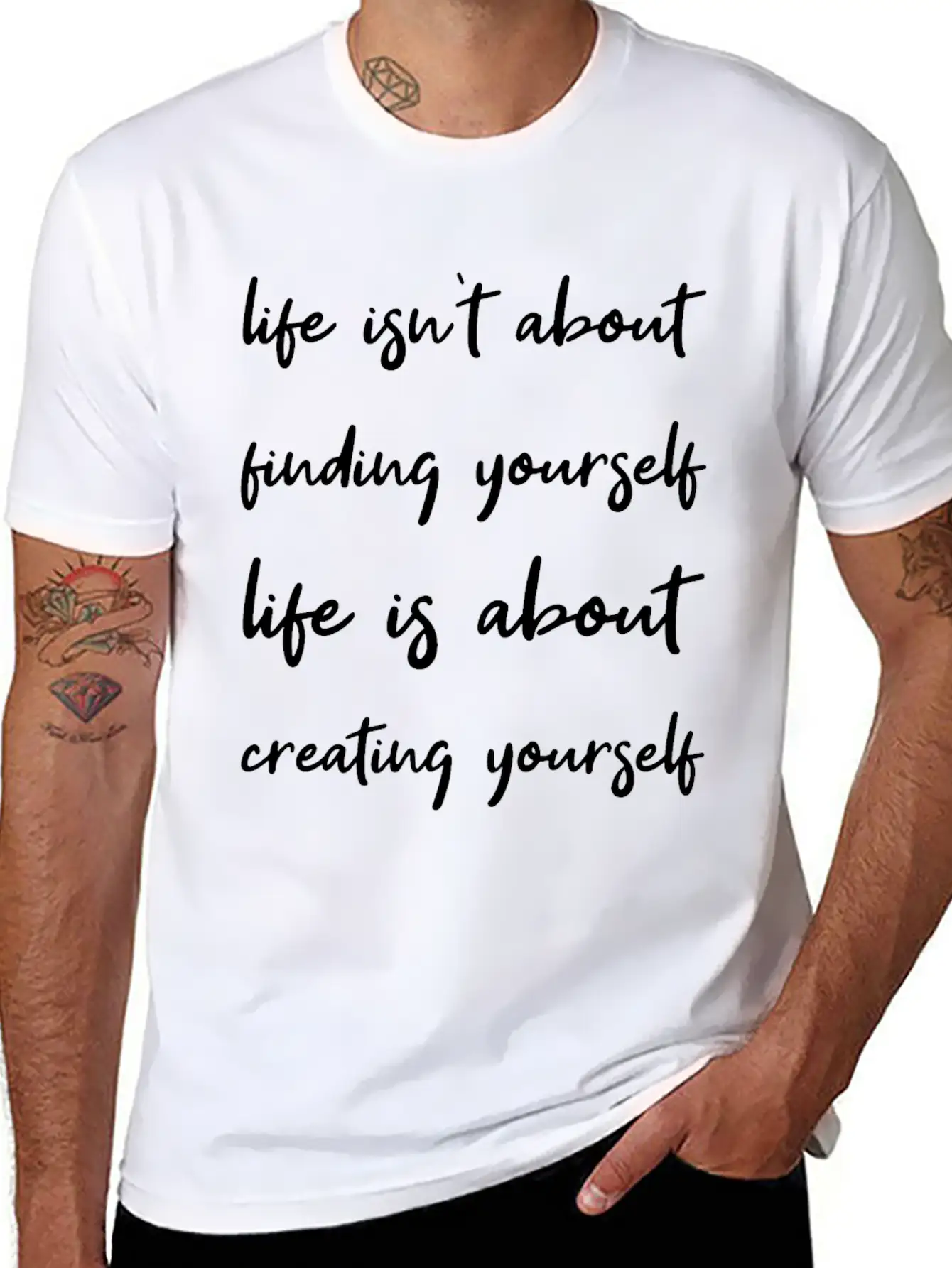 Life Is About Creating Yourself Wisdom Giftidea Classic Fit Graphic Tee For Daily Comfort – Unisex Cotton Shirt