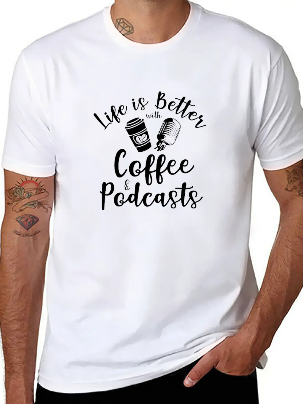 Life Is Better With Coffee And Podcasts Essential Cotton Tee For Daily Outfits – Unisex Style