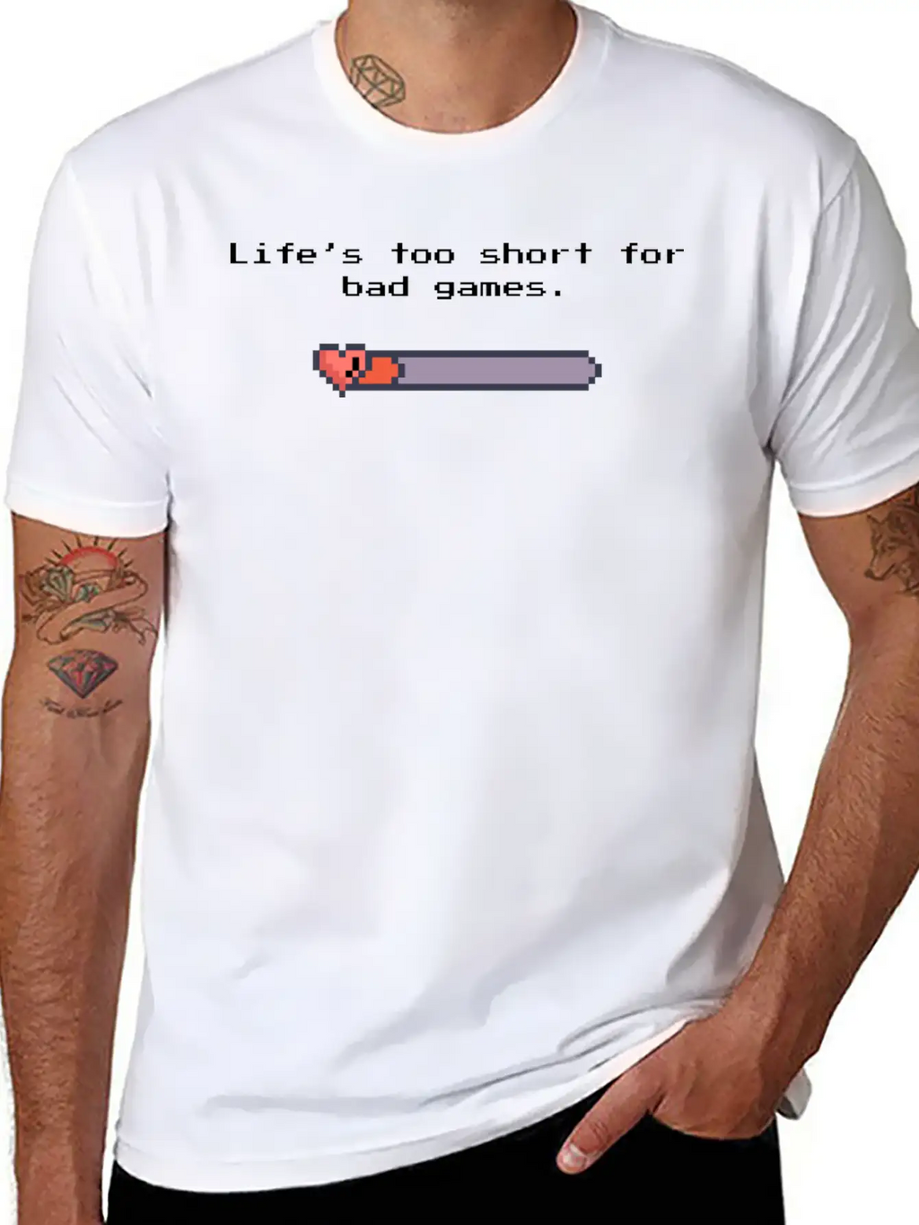 Life’s Too Short For Bad Games – Pixel Art Style Unisex Casual T-Shirt – Clean Design For Daily Comfort