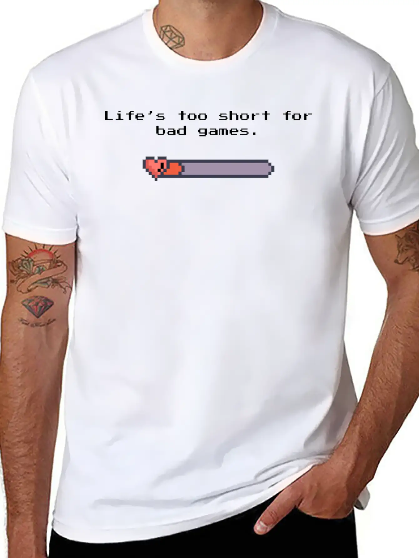Life’s Too Short For Bad Games – Pixel Art Style Unisex Casual T-Shirt – Clean Design For Daily Comfort