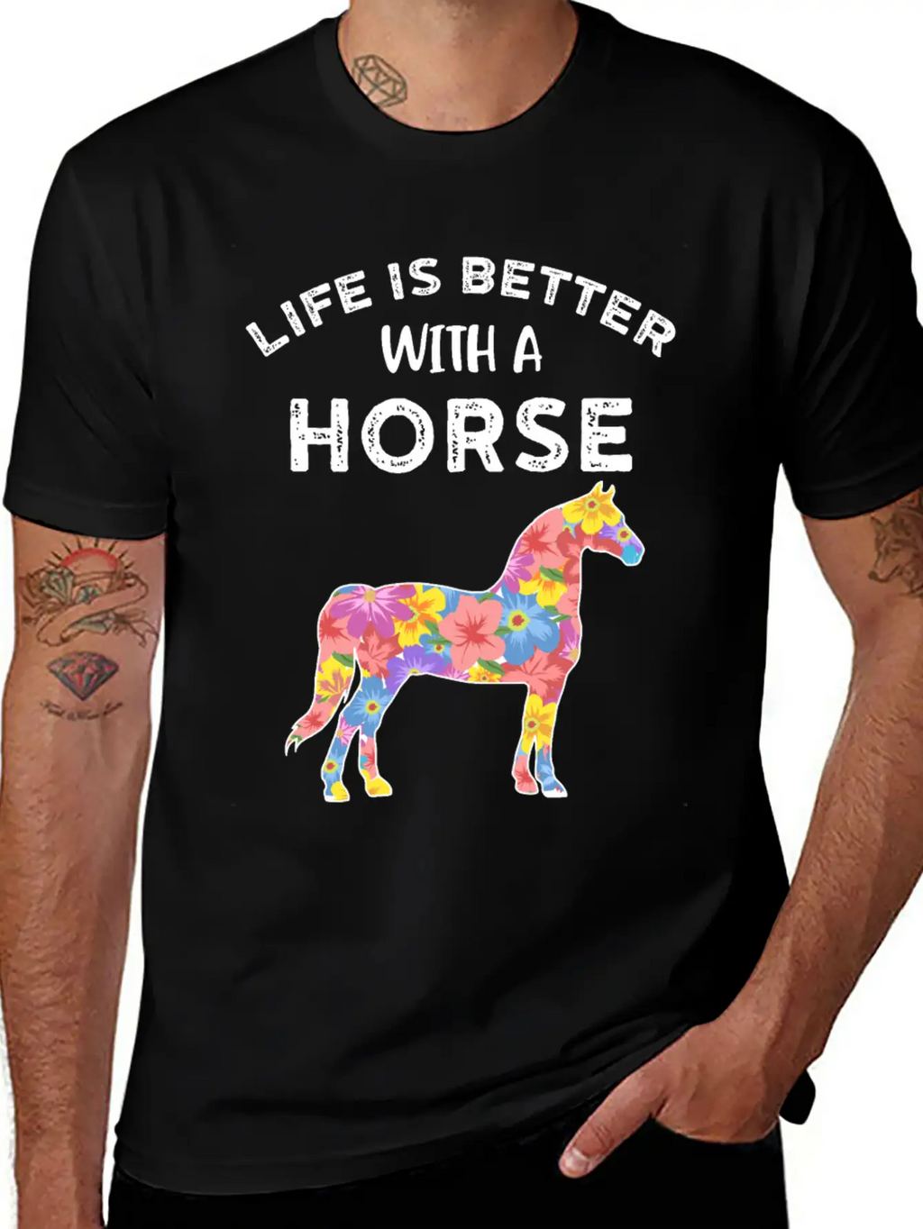 Life With Horses Funny Horses Gift Casual Graphic T-Shirt – Simple And Comfortable Daily Wear