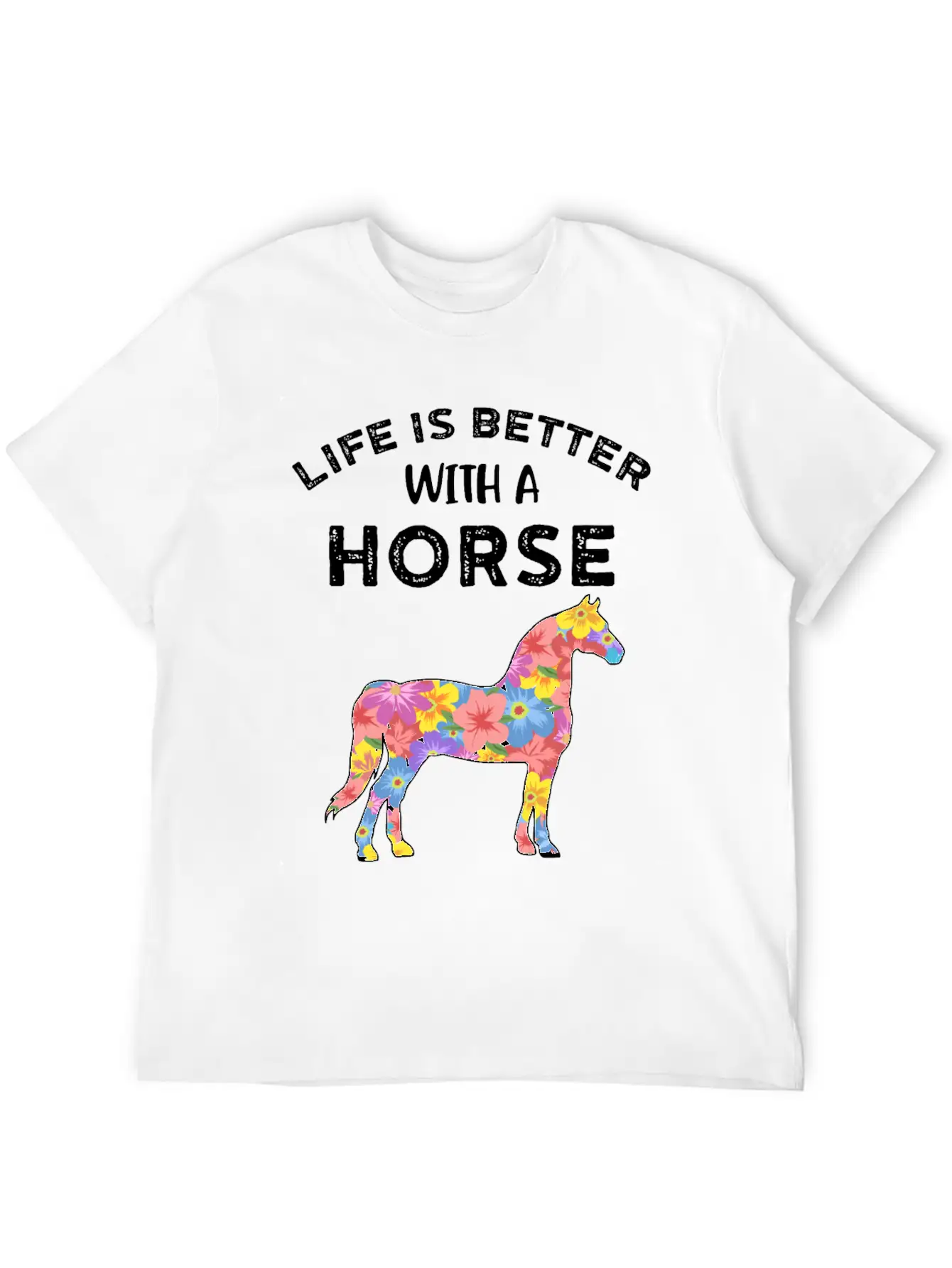 Life With Horses Funny Horses Gift Casual Graphic T-Shirt – Simple And Comfortable Daily Wear
