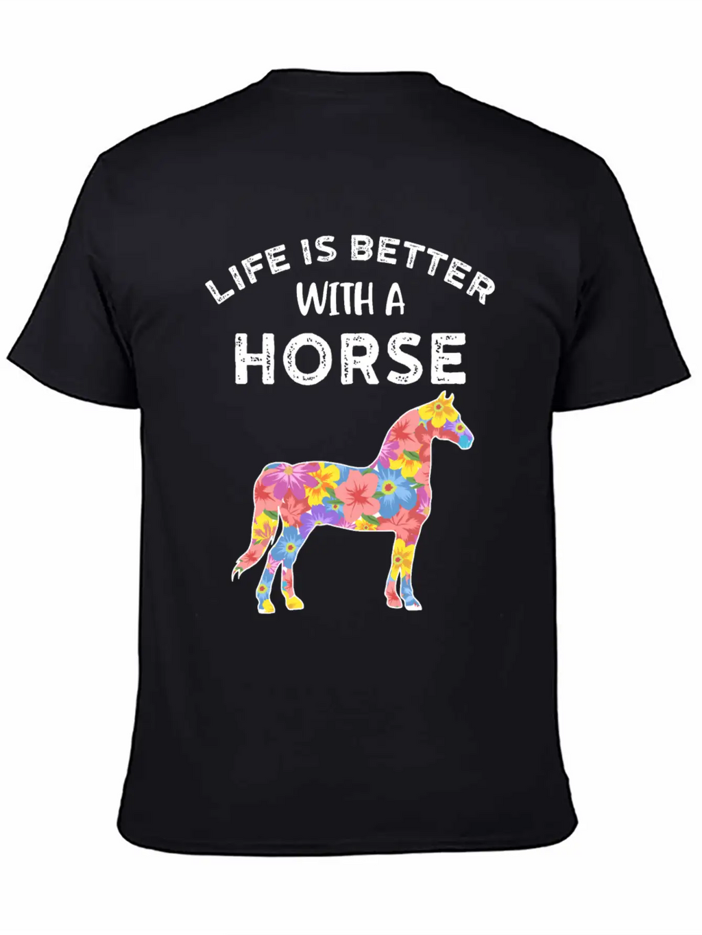 Life With Horses Funny Horses Gift Casual Graphic T-Shirt – Simple And Comfortable Daily Wear