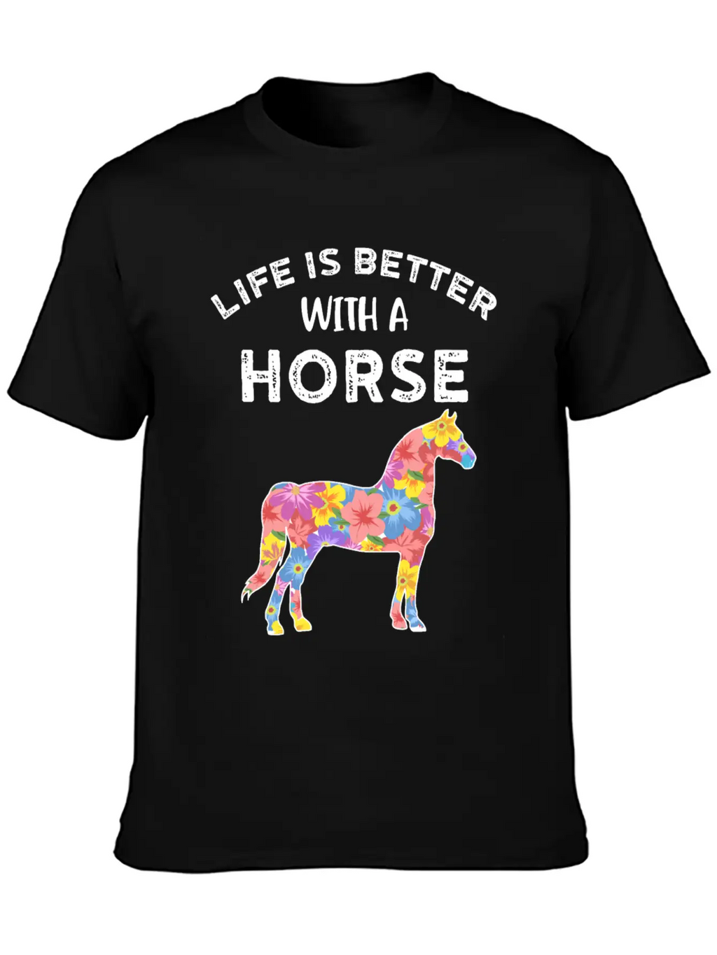 Life With Horses Funny Horses Gift Casual Graphic T-Shirt – Simple And Comfortable Daily Wear