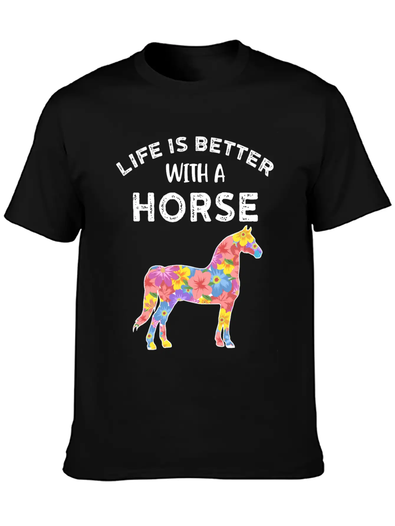 Life With Horses Funny Horses Gift Casual Graphic T-Shirt – Simple And Comfortable Daily Wear