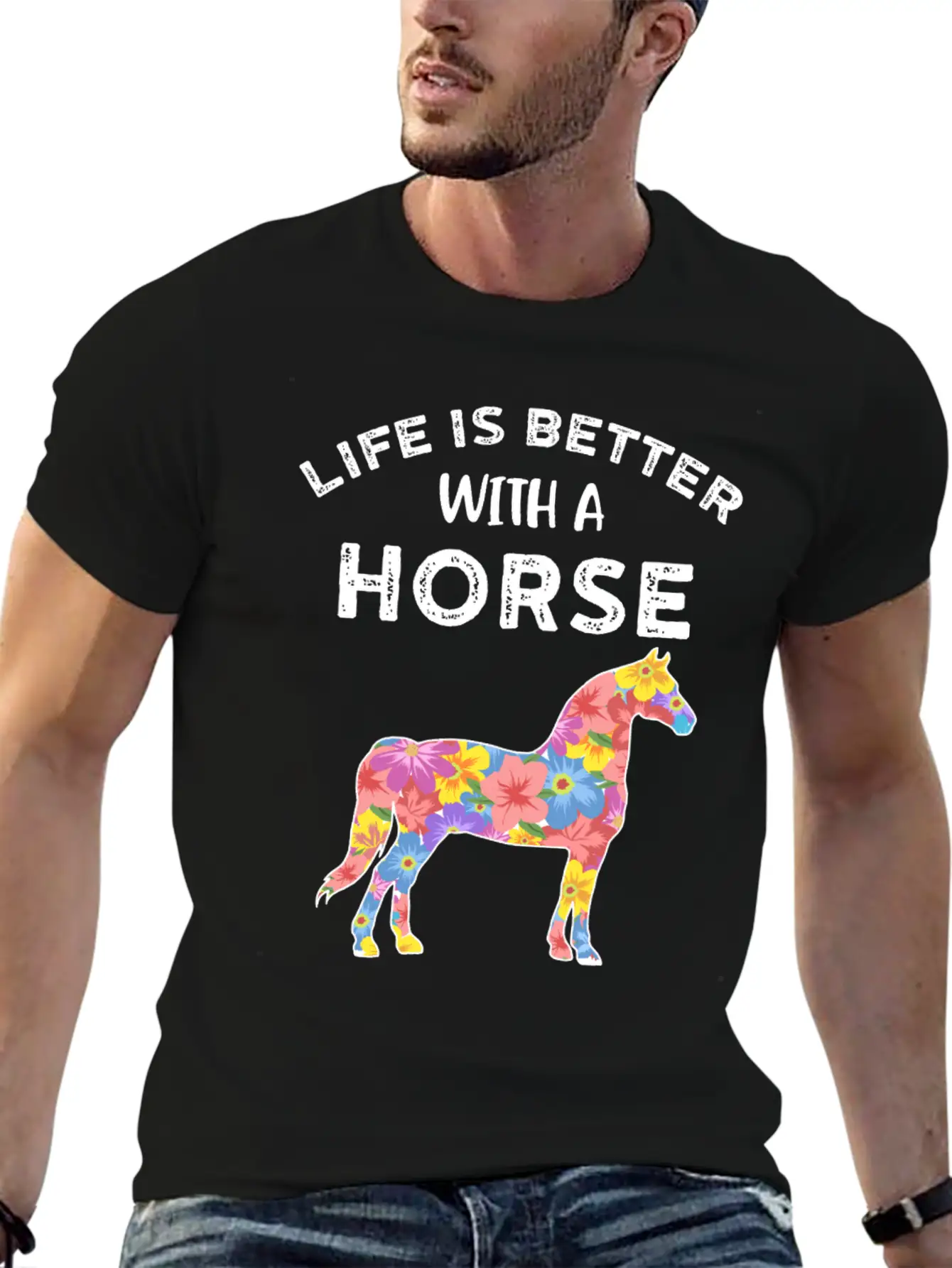 Life With Horses Funny Horses Gift Casual Graphic T-Shirt – Simple And Comfortable Daily Wear