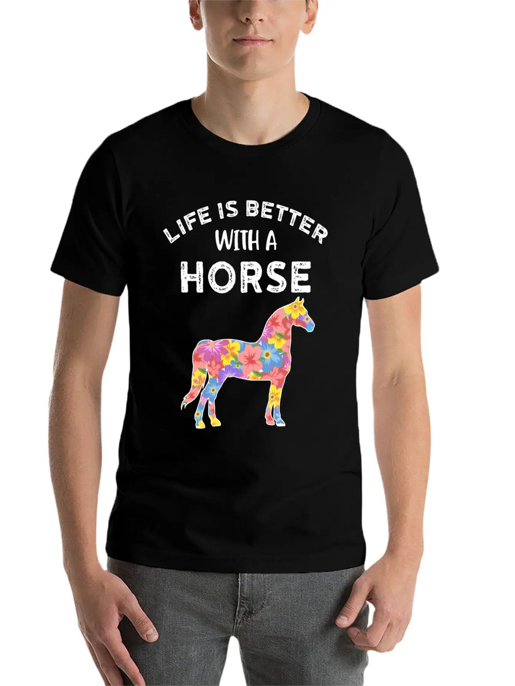 Life With Horses Funny Horses Gift Casual Graphic T-Shirt – Simple And Comfortable Daily Wear