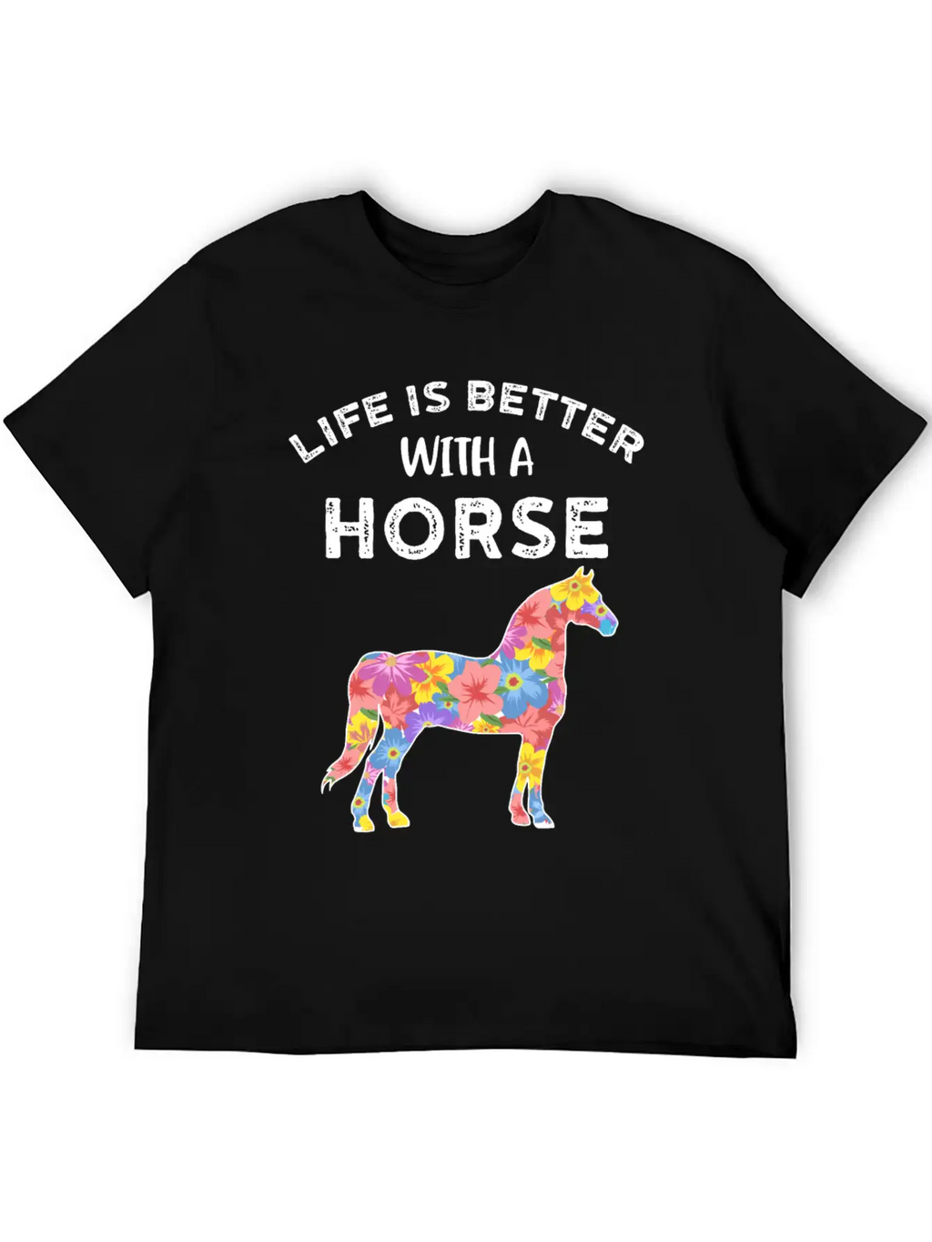 Life With Horses Funny Horses Gift Casual Graphic T-Shirt – Simple And Comfortable Daily Wear