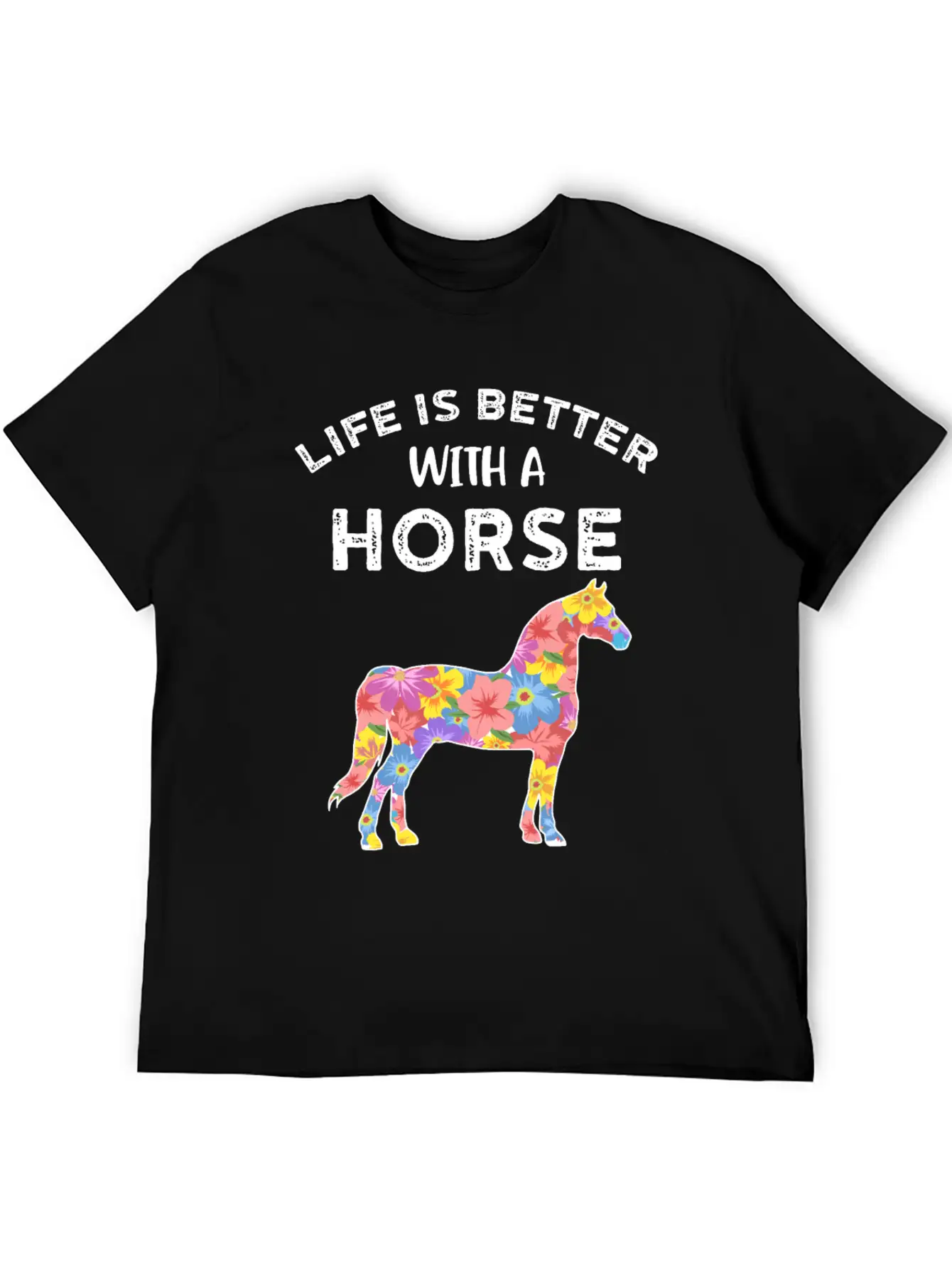 Life With Horses Funny Horses Gift Casual Graphic T-Shirt – Simple And Comfortable Daily Wear
