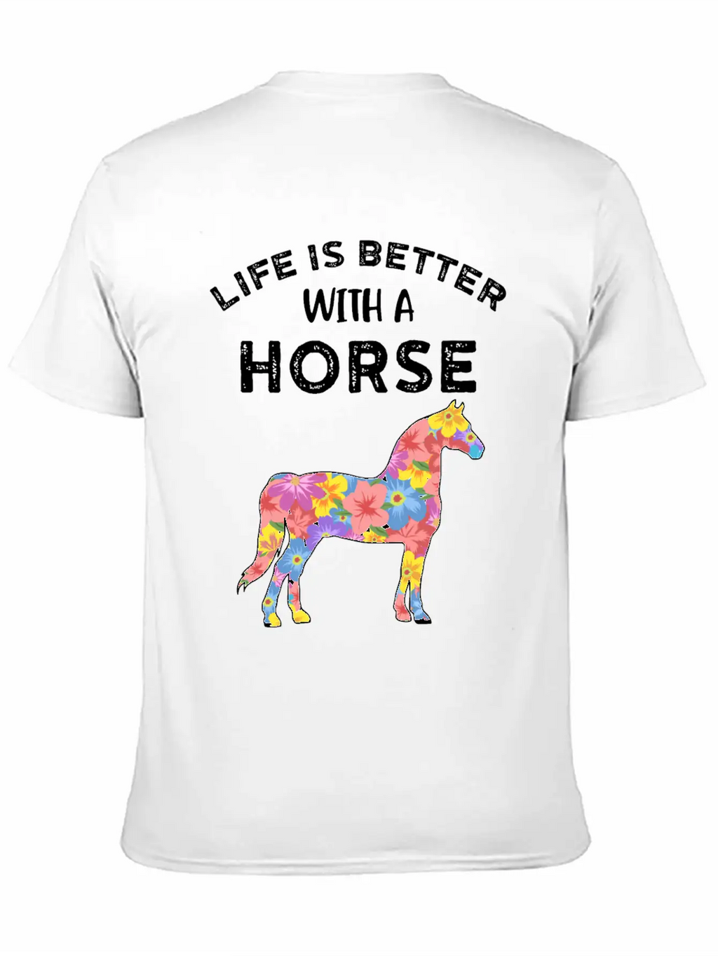 Life With Horses Funny Horses Gift Casual Graphic T-Shirt – Simple And Comfortable Daily Wear
