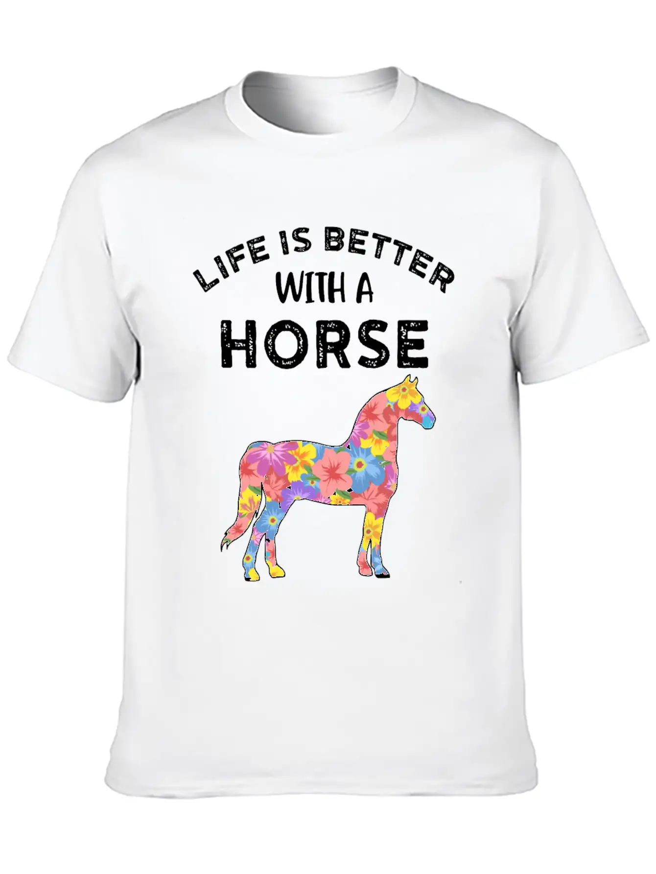 Life With Horses Funny Horses Gift Casual Graphic T-Shirt – Simple And Comfortable Daily Wear