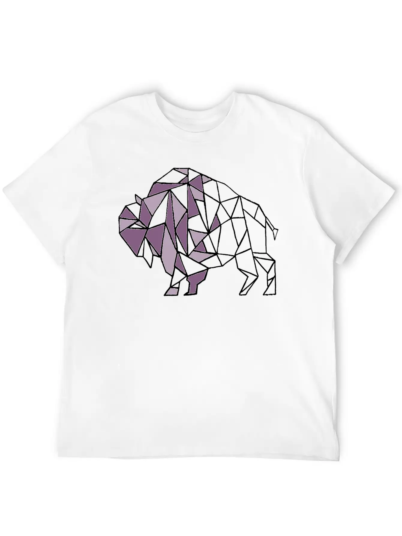 Lilac Lavender Geometric Bison Unisex Short Sleeve Soft Cotton T-Shirt – Casual Everyday Wear