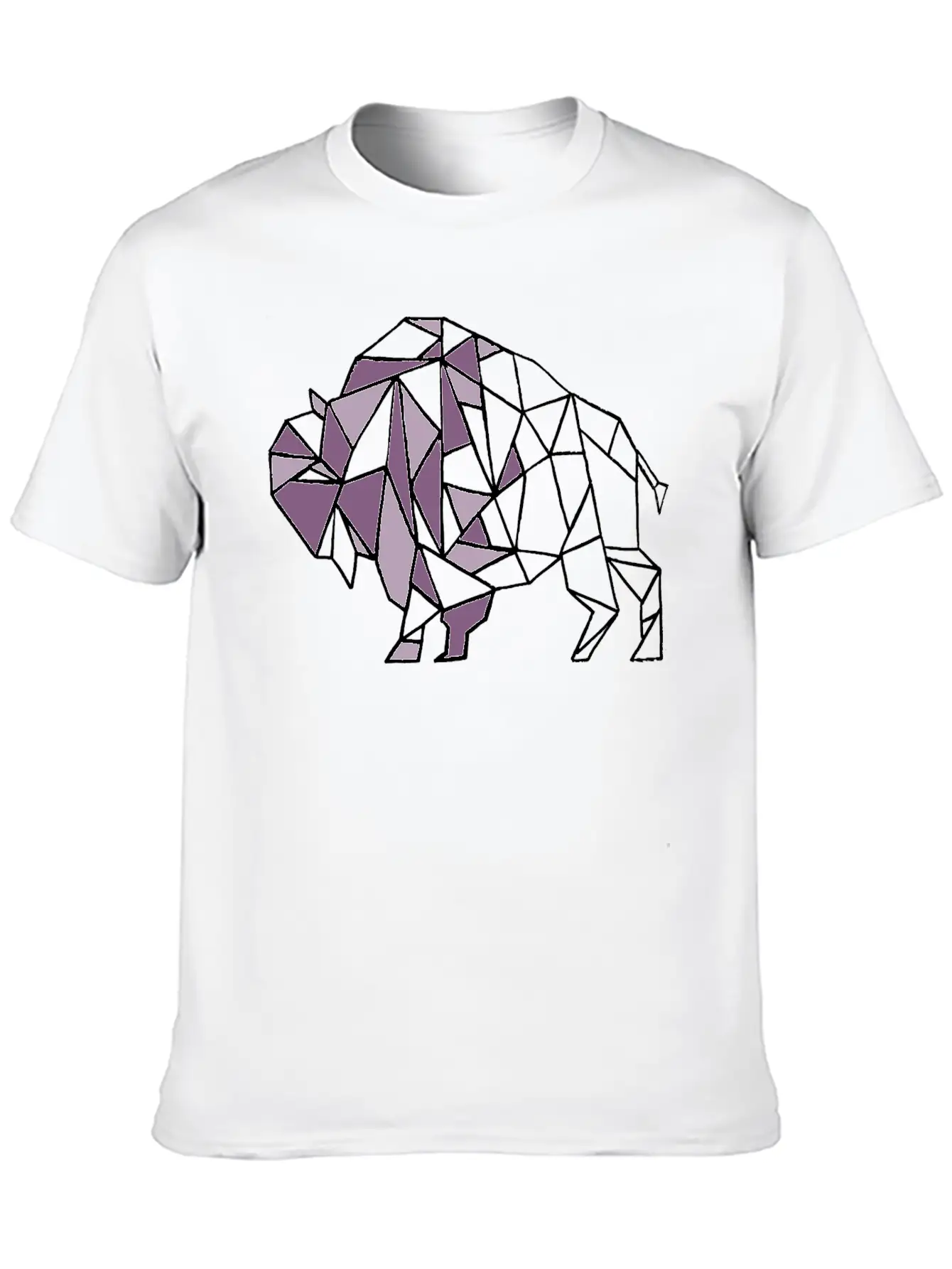Lilac Lavender Geometric Bison Unisex Short Sleeve Soft Cotton T-Shirt – Casual Everyday Wear