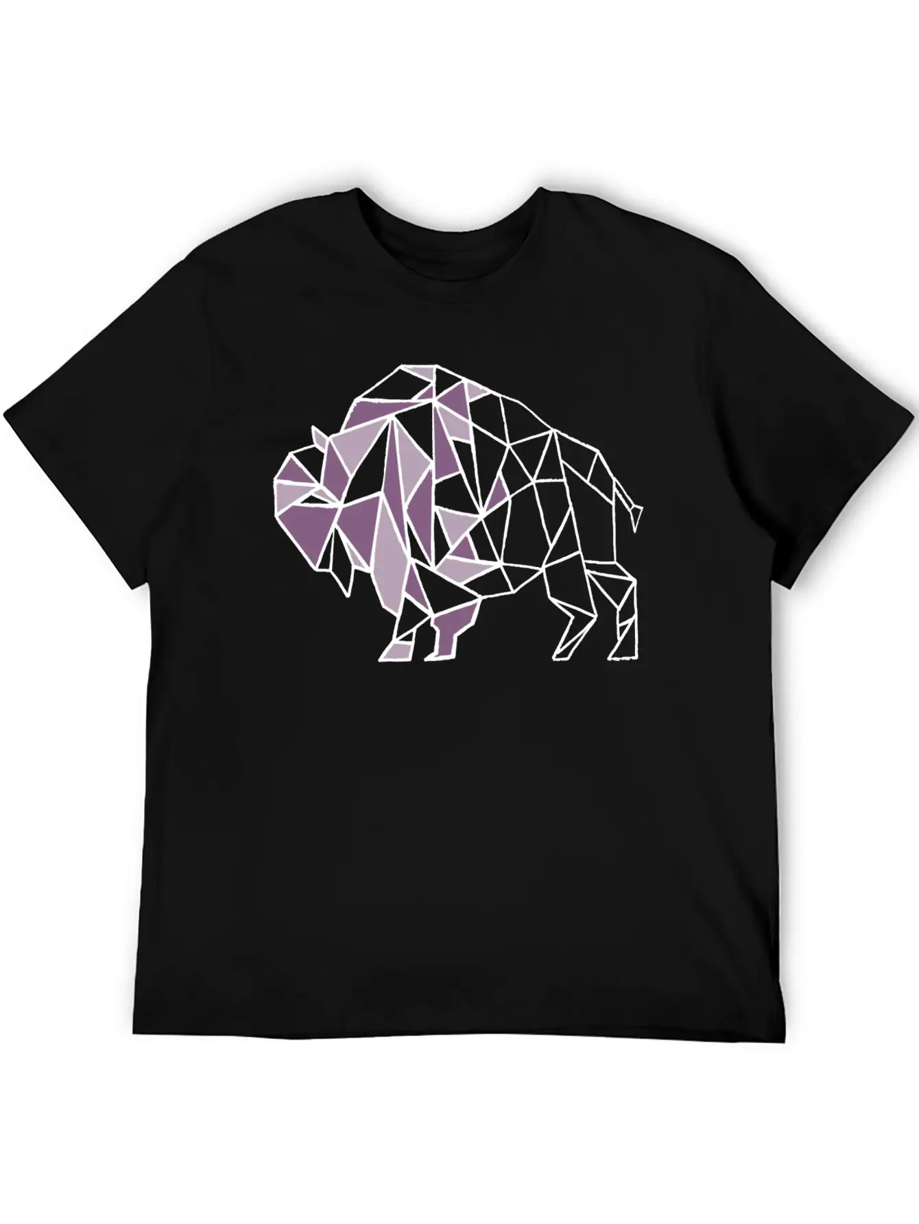 Lilac Lavender Geometric Bison Unisex Short Sleeve Soft Cotton T-Shirt – Casual Everyday Wear