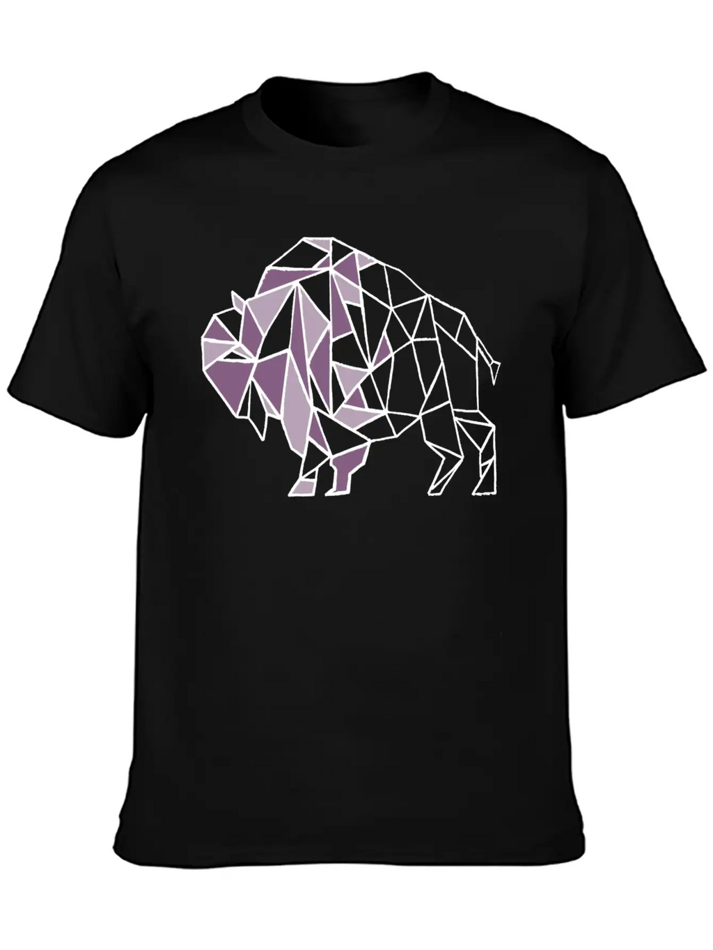 Lilac Lavender Geometric Bison Unisex Short Sleeve Soft Cotton T-Shirt – Casual Everyday Wear