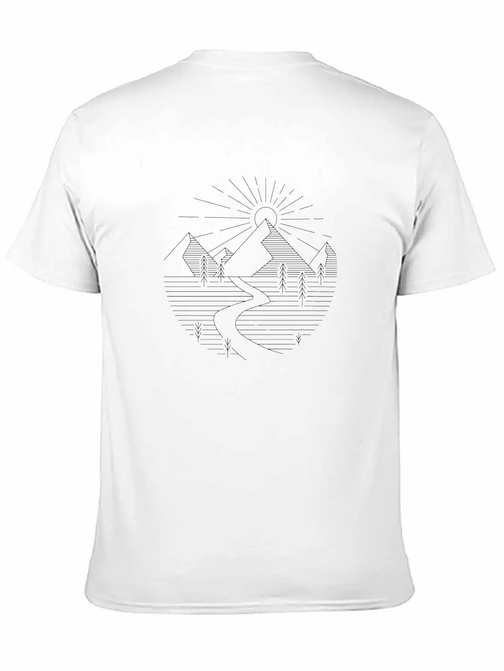 Line Art Minimalism Landscape Retro Creative Unisex Short Sleeve Soft Cotton T-Shirt – Casual Everyday Wear