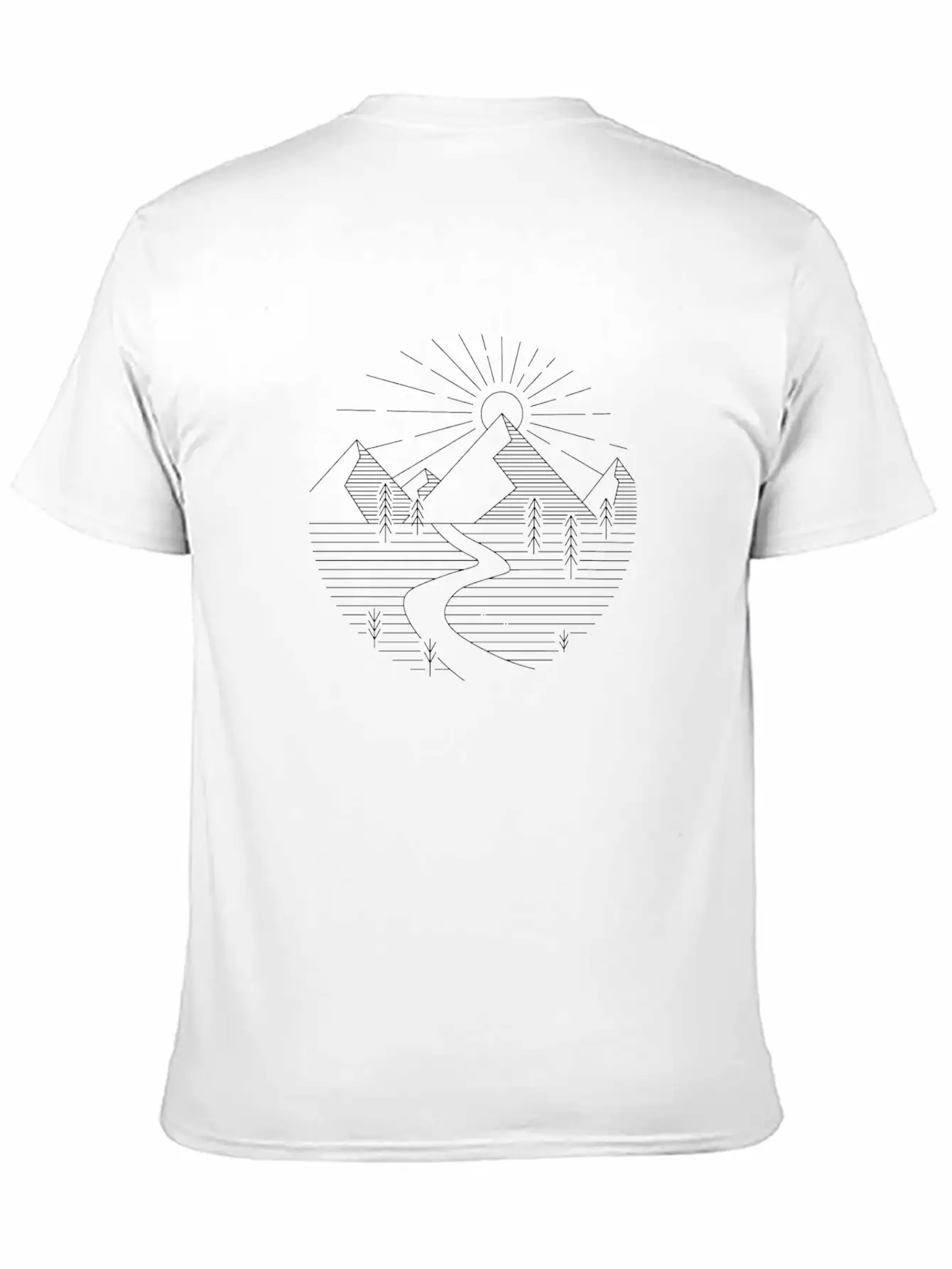Line Art Minimalism Landscape Retro Creative Unisex Short Sleeve Soft Cotton T-Shirt – Casual Everyday Wear