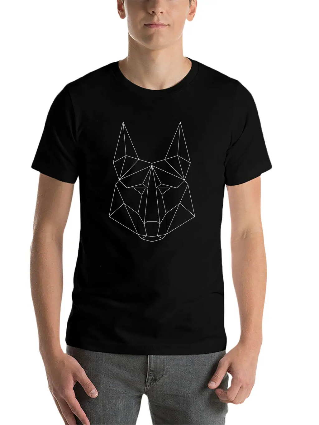 Line Art Minimalistic Wolf Breathable Soft Cotton T-Shirt – Timeless Casual Look