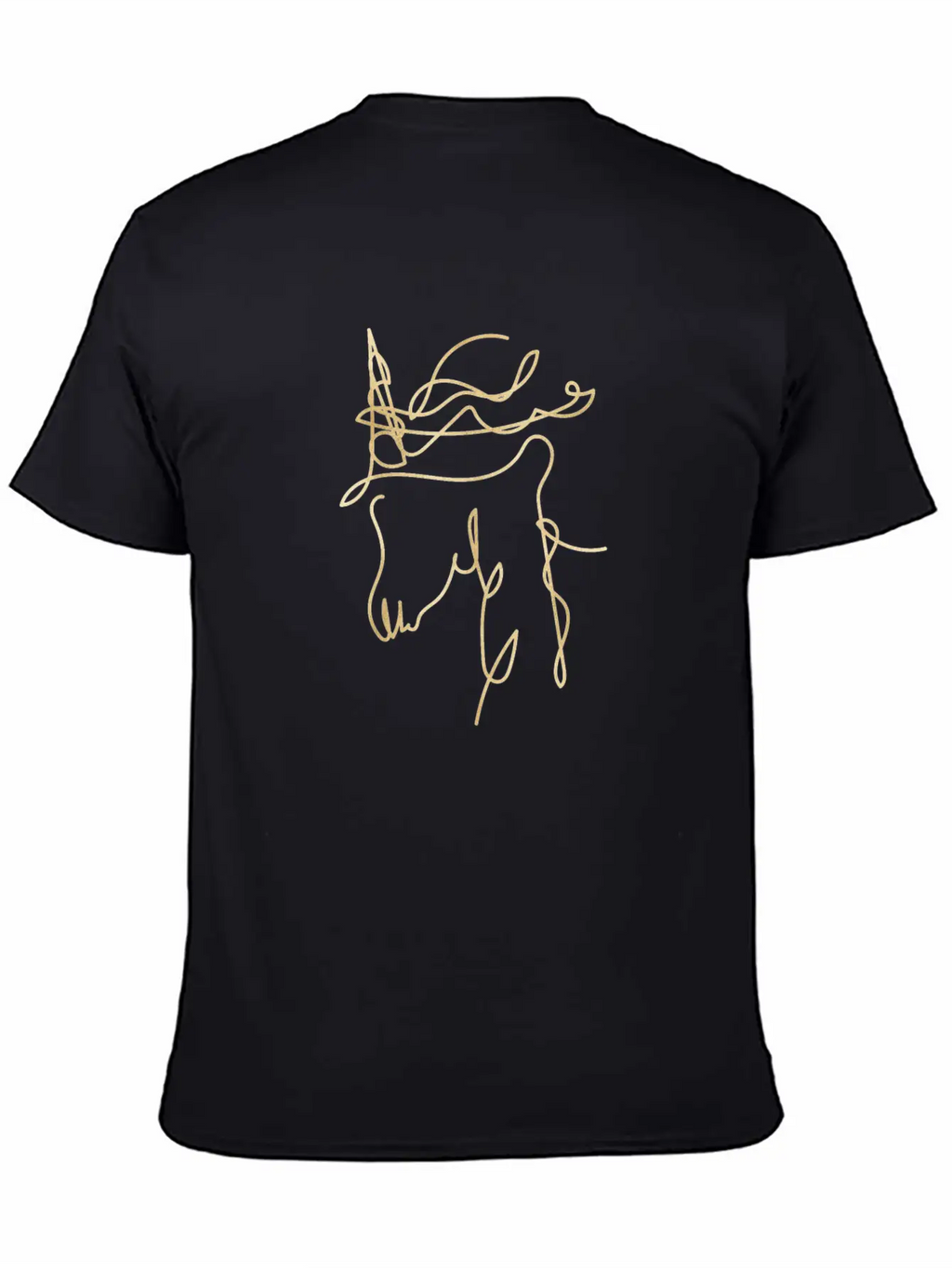 Line Art Unicorn Gold Texture Unisex Casual T-Shirt – Clean Design For Daily Comfort