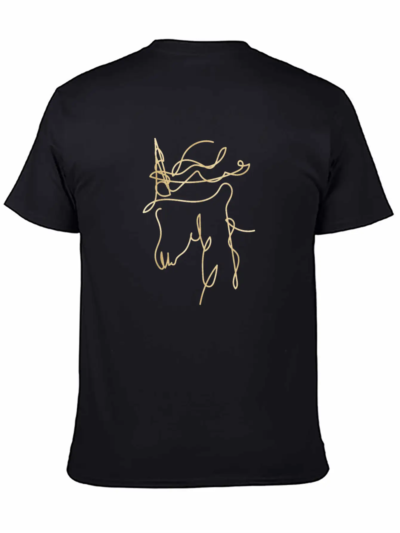 Line Art Unicorn Gold Texture Unisex Casual T-Shirt – Clean Design For Daily Comfort