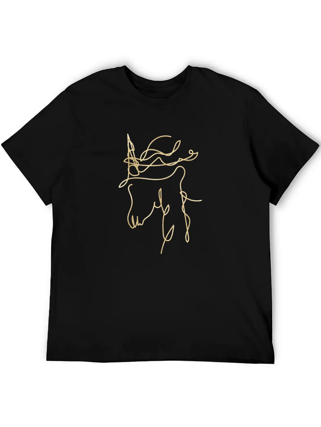 Line Art Unicorn Gold Texture Unisex Casual T-Shirt – Clean Design For Daily Comfort