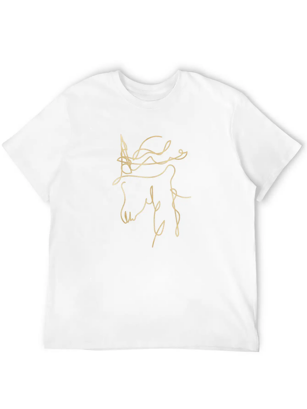 Line Art Unicorn Gold Texture Unisex Casual T-Shirt – Clean Design For Daily Comfort