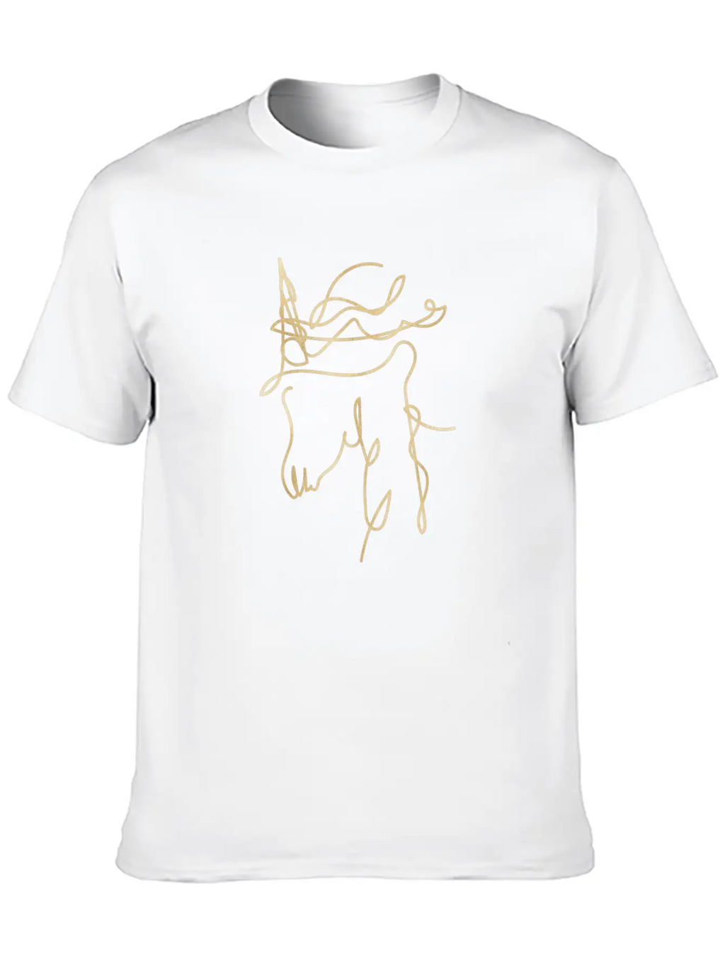 Line Art Unicorn Gold Texture Unisex Casual T-Shirt – Clean Design For Daily Comfort