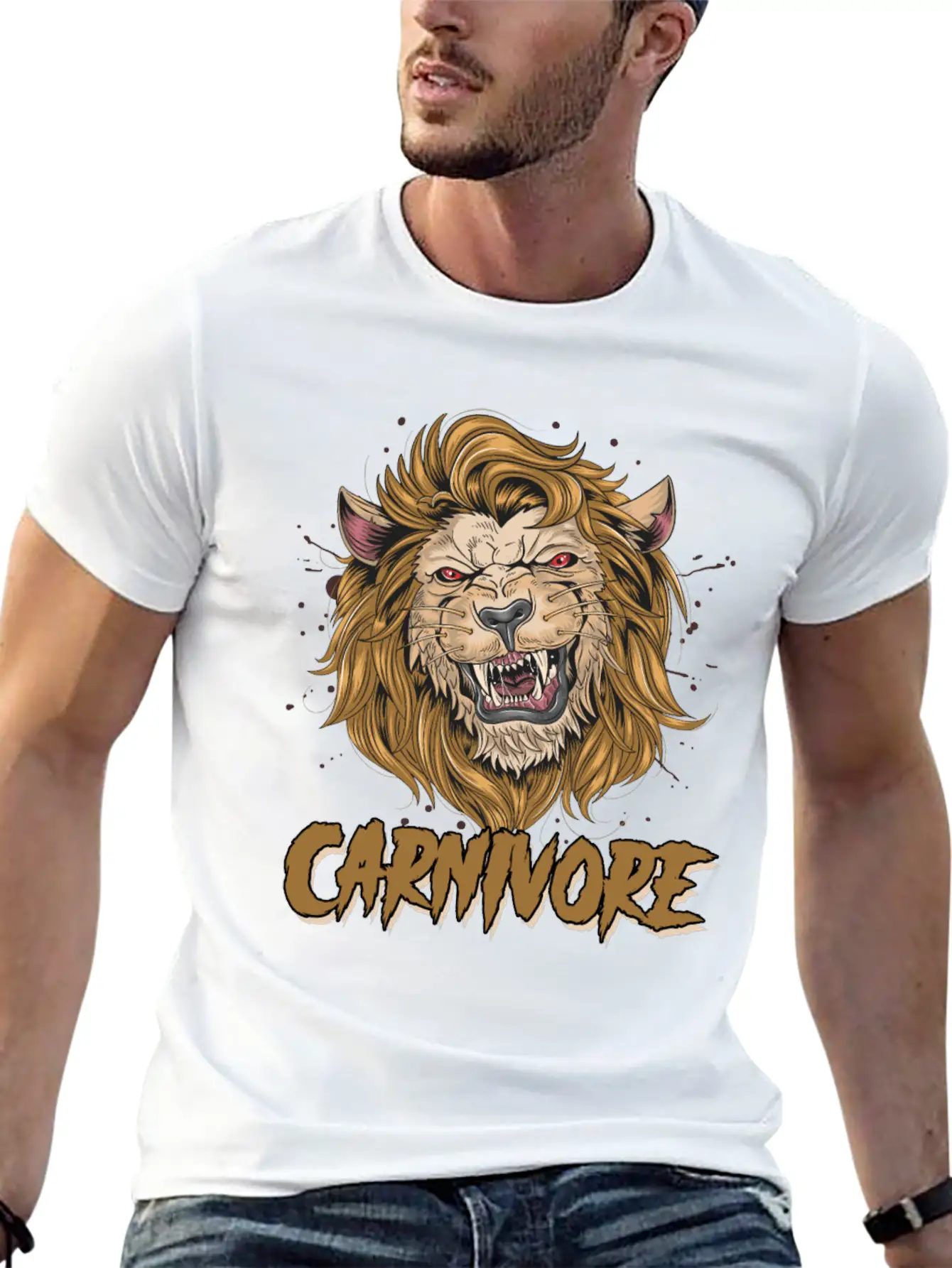 Lion Face Carnivore Diet Asian Lion Keto Diet Zoo Unisex Casual T-Shirt – Clean Design For Daily Comfort