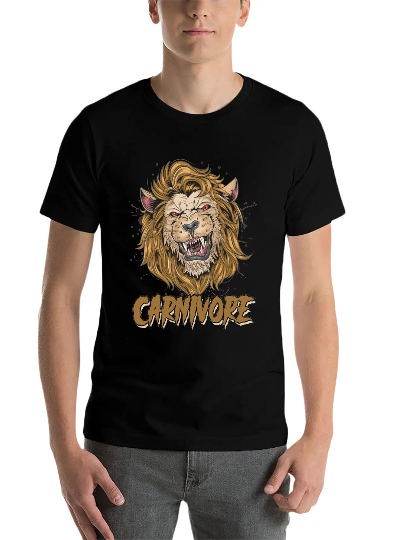 Lion Face Carnivore Diet Asian Lion Keto Diet Zoo Unisex Casual T-Shirt – Clean Design For Daily Comfort