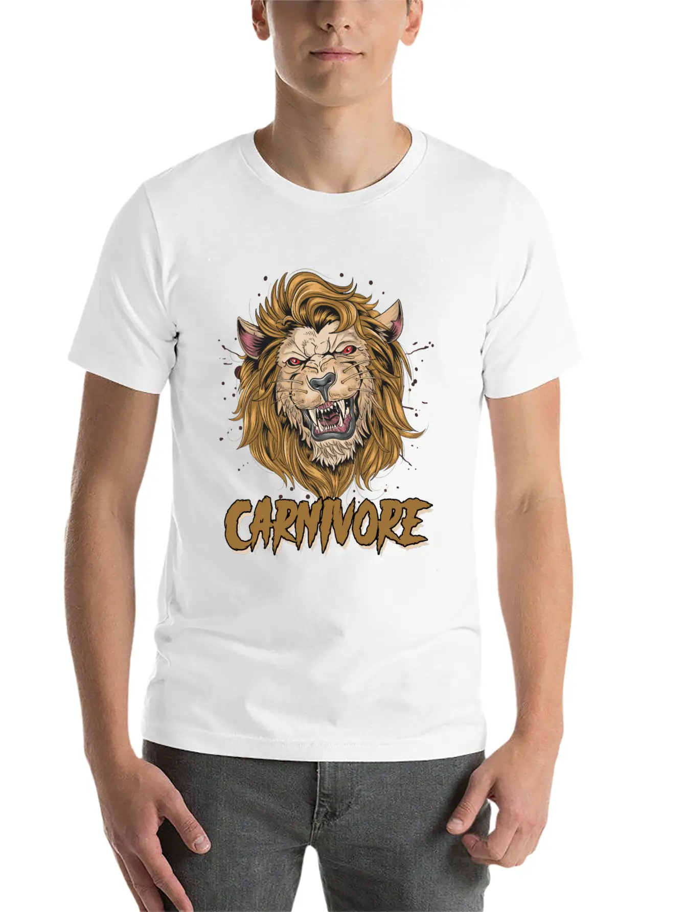 Lion Face Carnivore Diet Asian Lion Keto Diet Zoo Unisex Casual T-Shirt – Clean Design For Daily Comfort