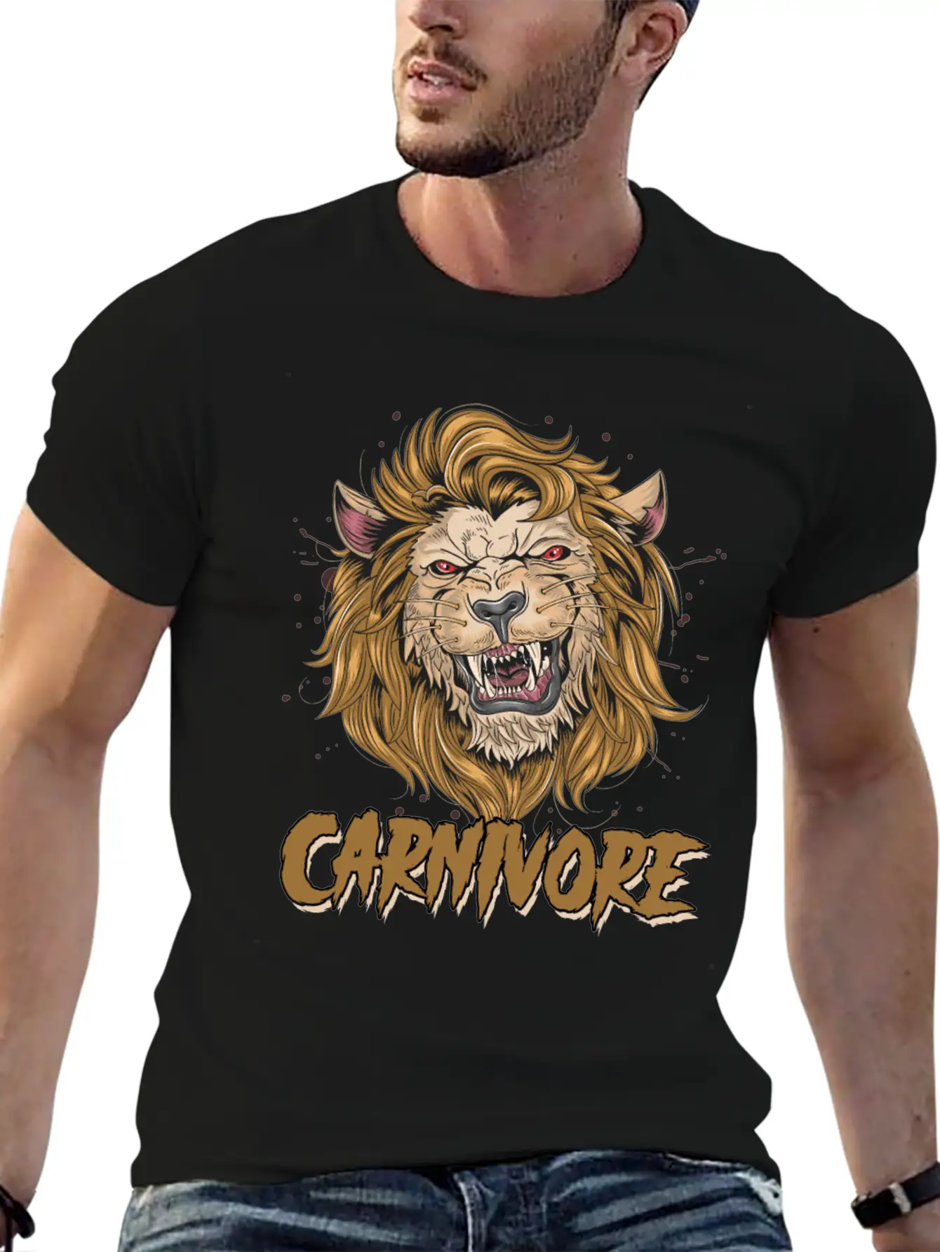 Lion Face Carnivore Diet Asian Lion Keto Diet Zoo Unisex Casual T-Shirt – Clean Design For Daily Comfort