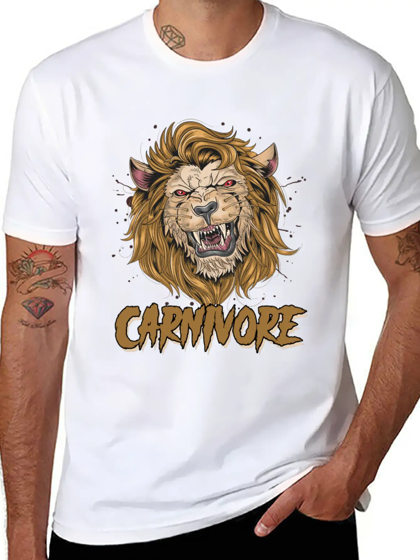 Lion Face Carnivore Diet Asian Lion Keto Diet Zoo Unisex Casual T-Shirt – Clean Design For Daily Comfort