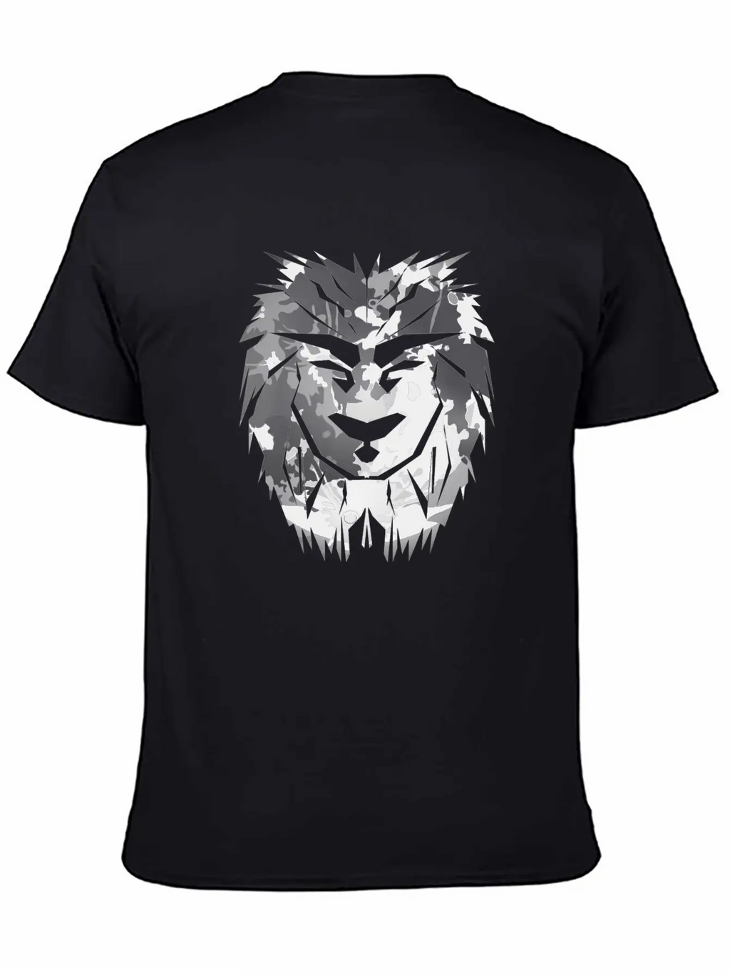 Lion Head Silver Safari Africa Gift Desert Jungle Unisex Short Sleeve Soft Cotton T-Shirt – Casual Everyday Wear
