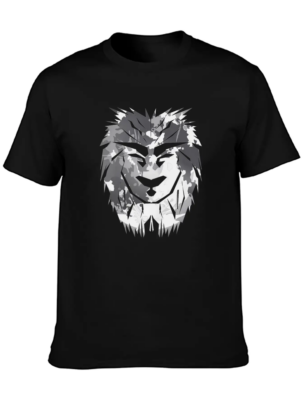 Lion Head Silver Safari Africa Gift Desert Jungle Unisex Short Sleeve Soft Cotton T-Shirt – Casual Everyday Wear