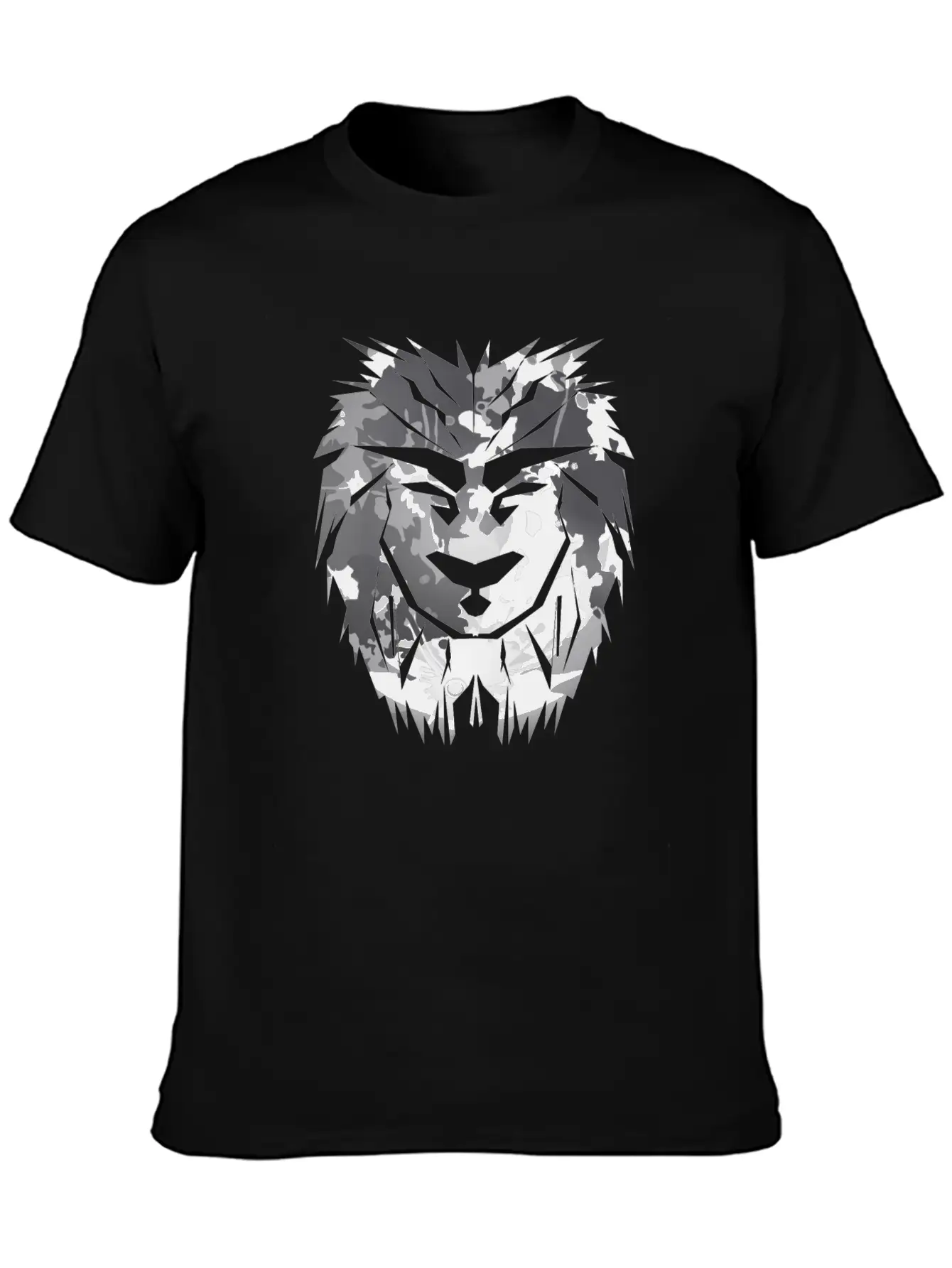 Lion Head Silver Safari Africa Gift Desert Jungle Unisex Short Sleeve Soft Cotton T-Shirt – Casual Everyday Wear