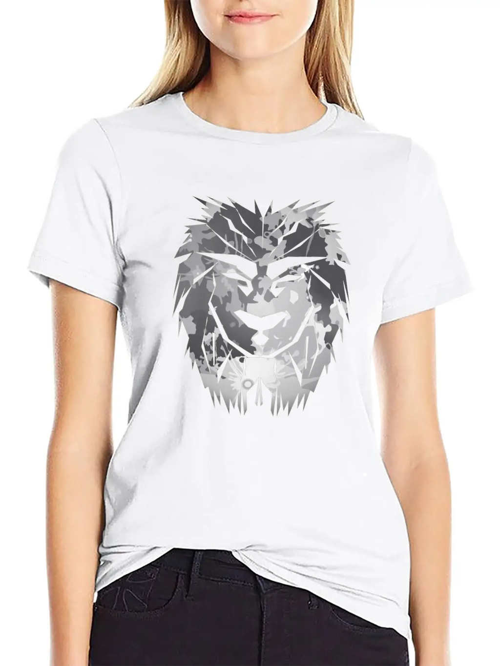Lion Head Silver Safari Africa Gift Desert Jungle Unisex Short Sleeve Soft Cotton T-Shirt – Casual Everyday Wear
