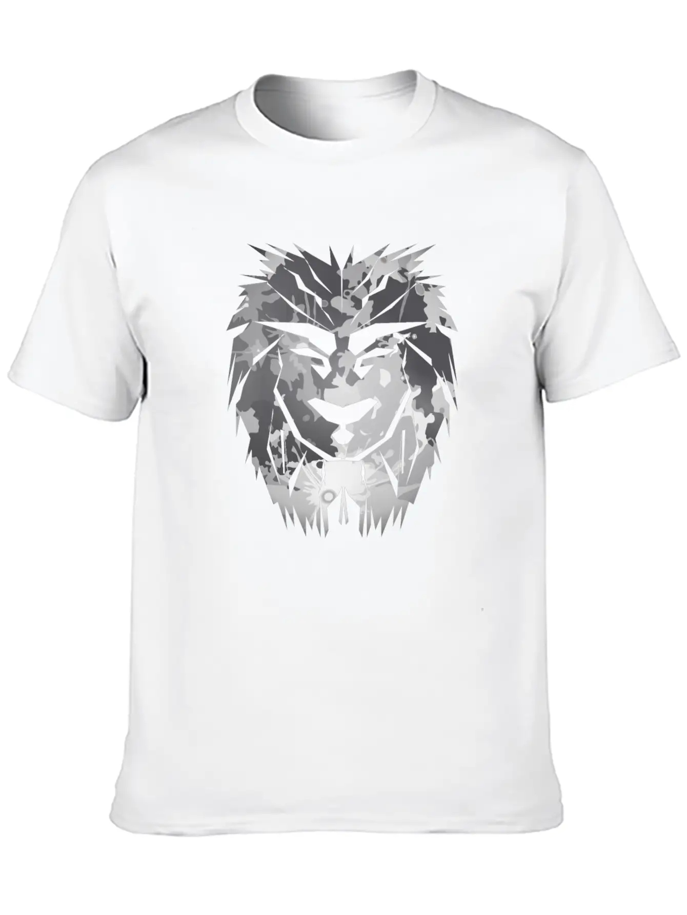 Lion Head Silver Safari Africa Gift Desert Jungle Unisex Short Sleeve Soft Cotton T-Shirt – Casual Everyday Wear
