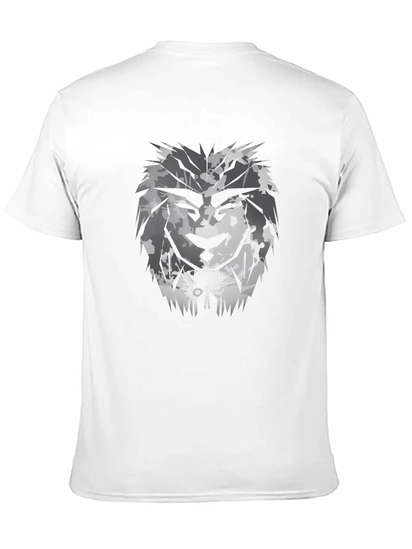 Lion Head Silver Safari Africa Gift Desert Jungle Unisex Short Sleeve Soft Cotton T-Shirt – Casual Everyday Wear